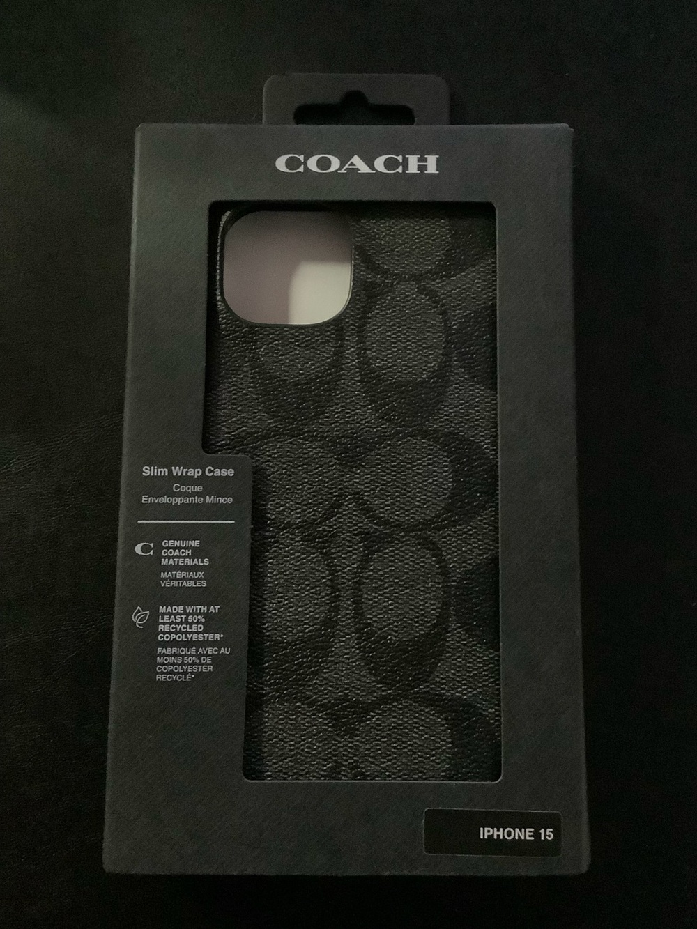 Coach Black Signature Slim Wrap Case for iPhone 15